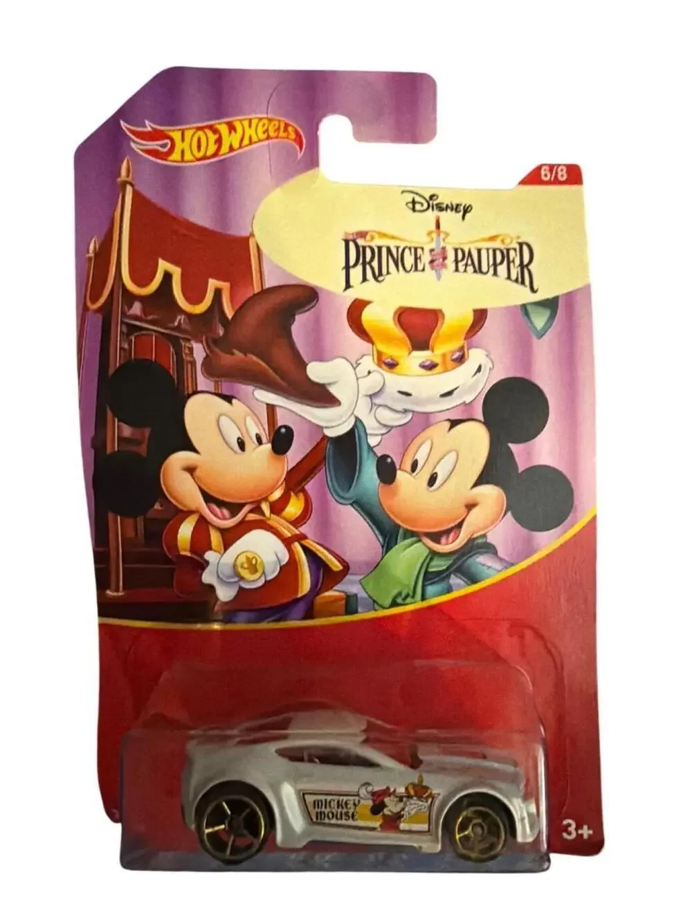 Hot Wheels Disney Prince & Pauper Mickey Mouse Torque Twister Car 6/8 White